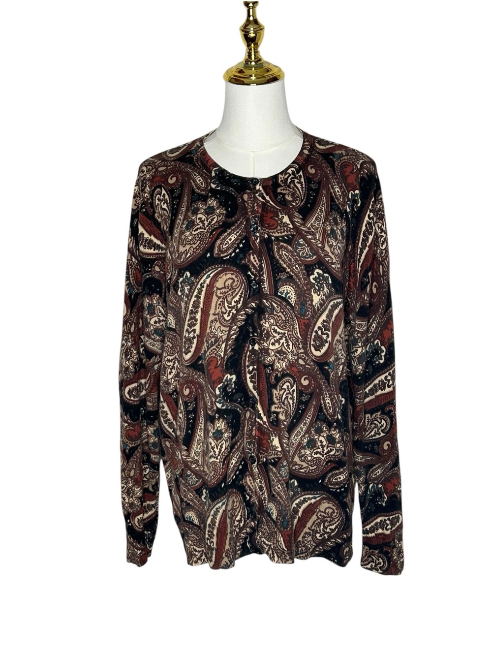 Croft & Barrow Whimsigoth Paisley Crewneck Sweater Earthy Sz XL Dark Academia